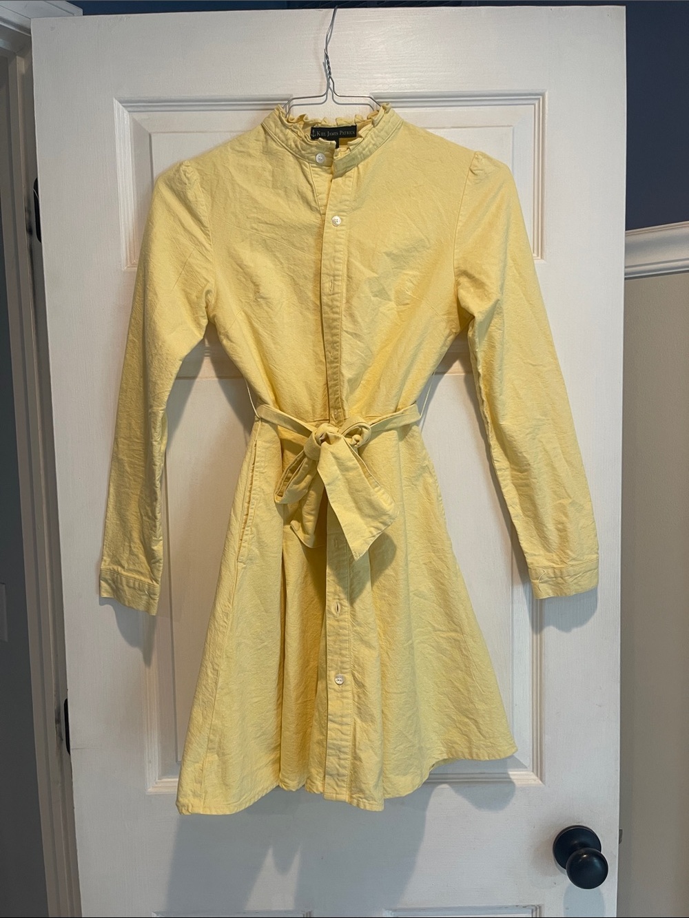 Kiel James Patrick Pale Yellow Ruffle-Neck Top